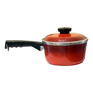 Club Cast Aluminum Sauce Pot 1.5 QT Red Burnt Orange 6.75" Diameter w/Domed Lid